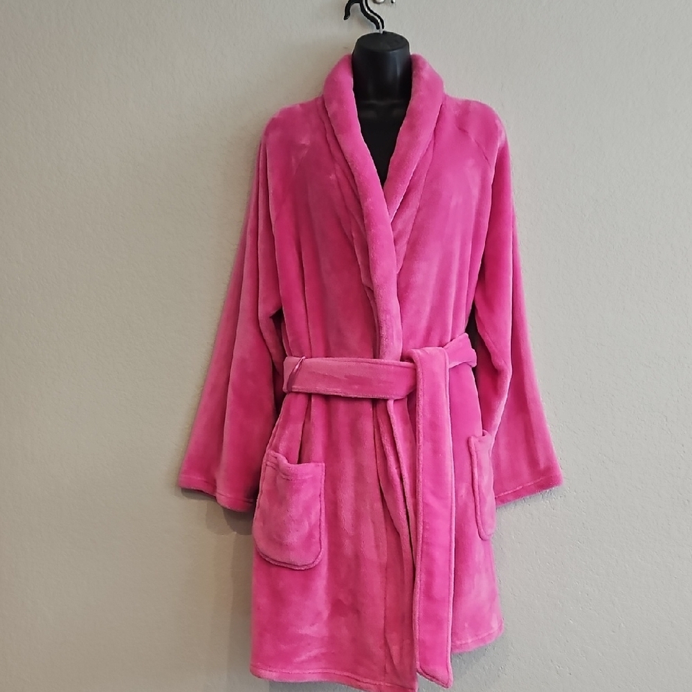 Victoria's Secret | Women's Plush Pink Shawl Collar Pockets Loungewear Robe M/L